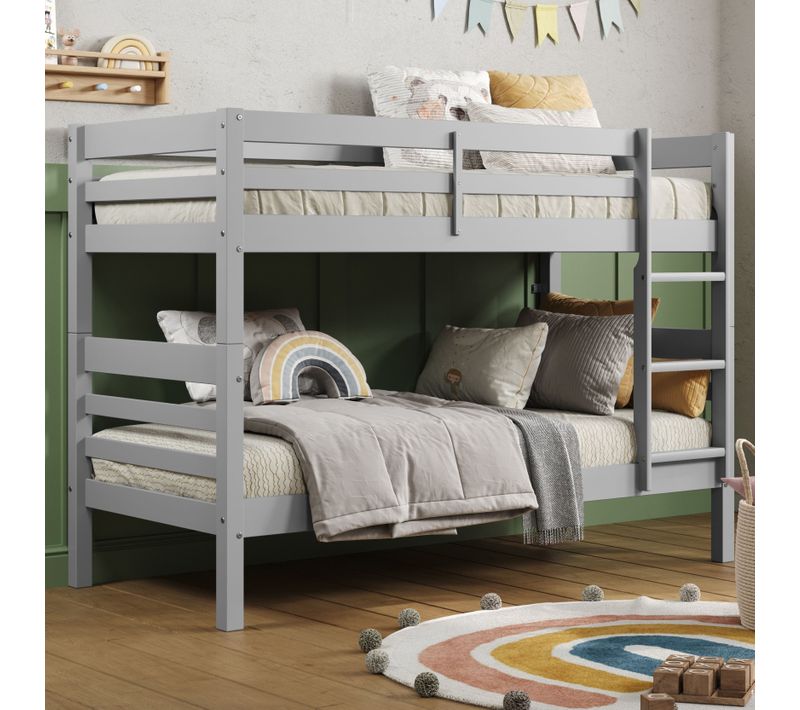 Lit superposé avec pieds BLOOM 2x90x190 cm Gris