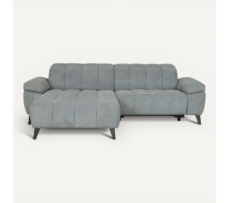 Canapé d'angle méridienne LUCY gauche tissu gris