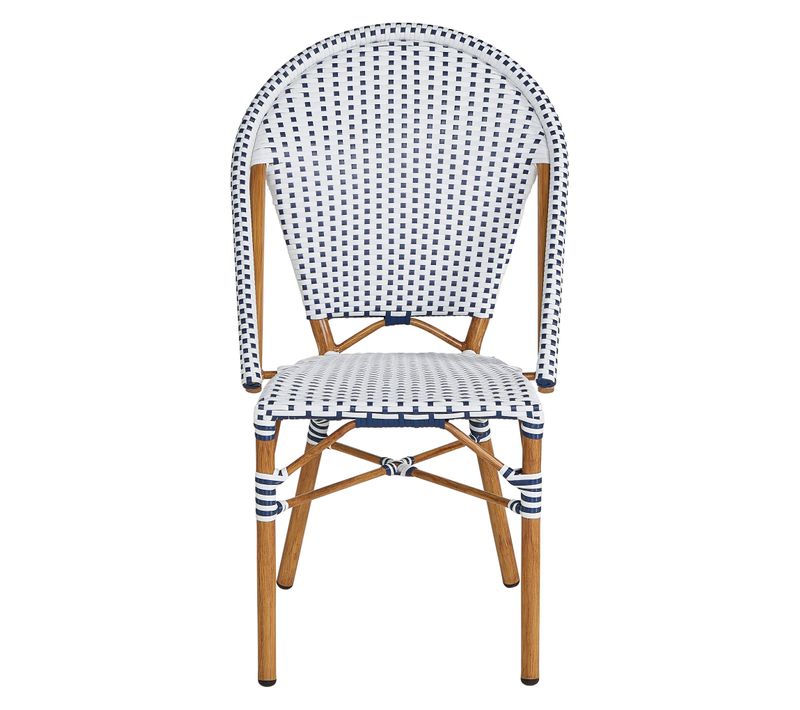 Chaise FLORA imitation bois, blanc et bleu