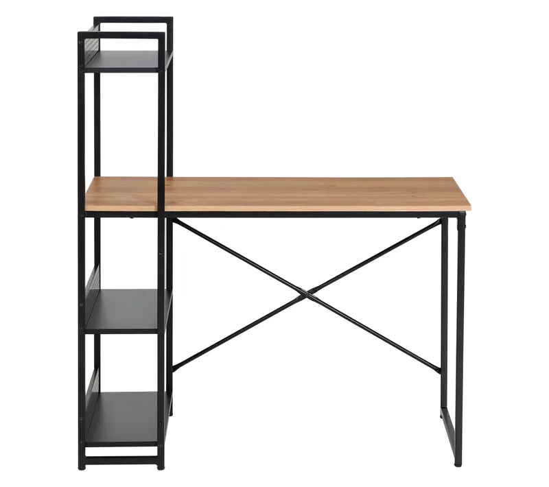 Bureau avec étagère MARLON noir et imitation chêne