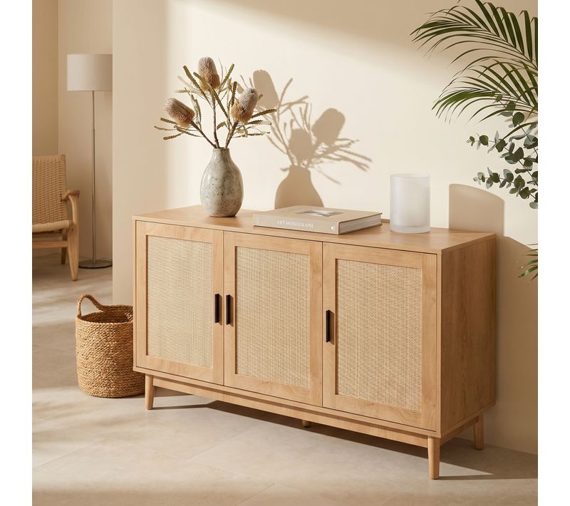 Buffet 3 portes MANELLA 133 cm imitation chêne