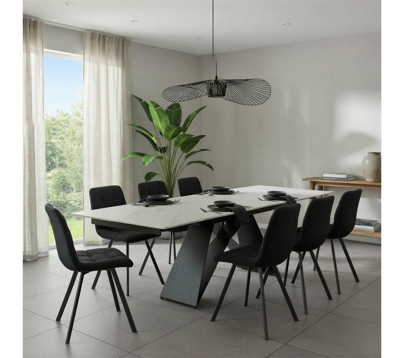 Table extensible L. 160/240 cm PORTO Noir et blanc