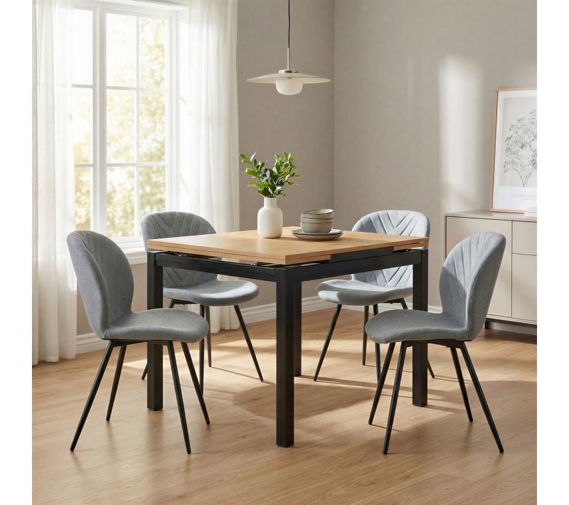 Table extensible L.90/115/140 BABETTE Imitation chêne / Noir
