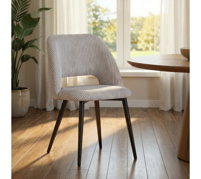 Lot de 2 chaises GABRIELE velours côtelé beige