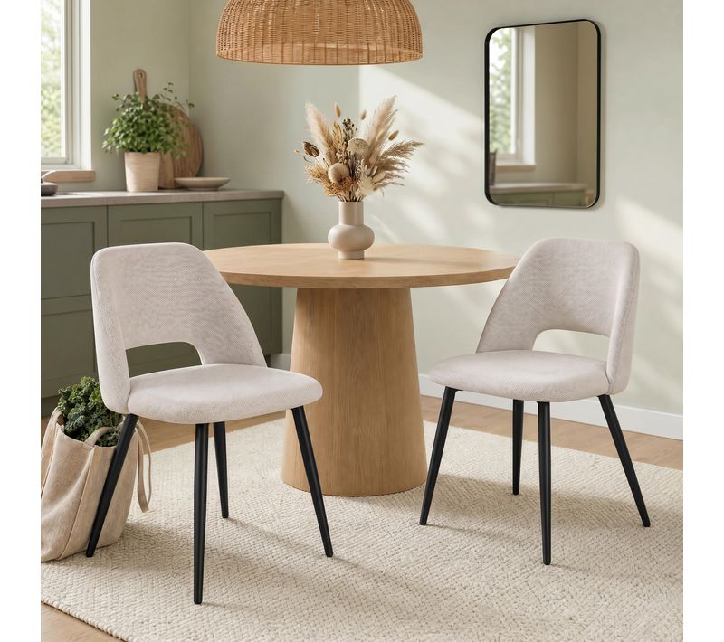 Lot de 2 chaises GABRIELE en tissu beige