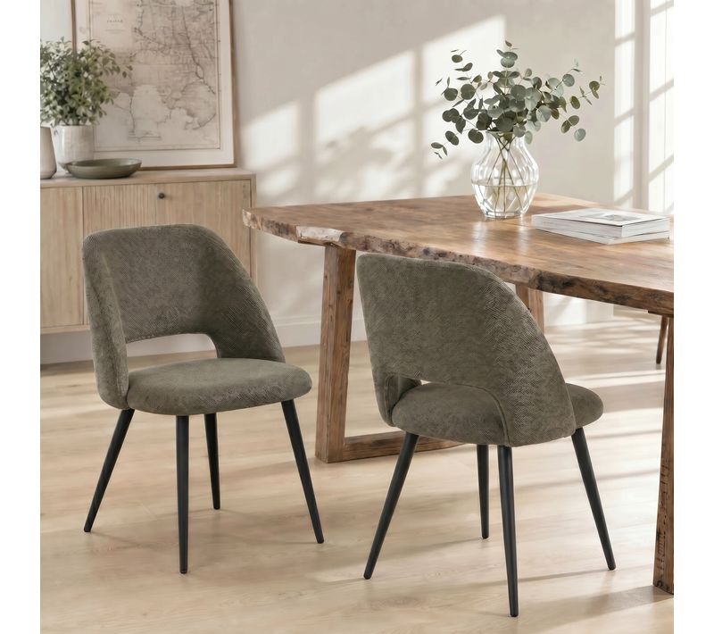 Lot de 2 chaises GABRIELE en tissu vert