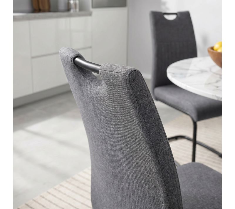 Lot de 4 chaises GREY tissu gris pieds noir