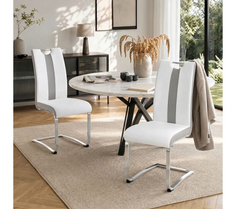Lot de 2 chaises SNOW blanche et grise