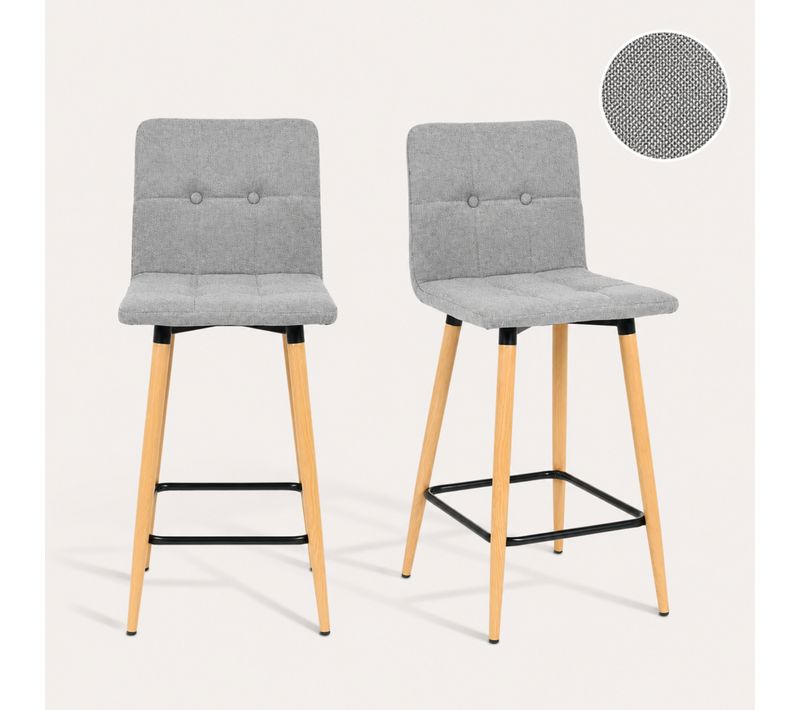 Lot de 2 tabourets de bar H. 63 cm MEVIK Gris clair