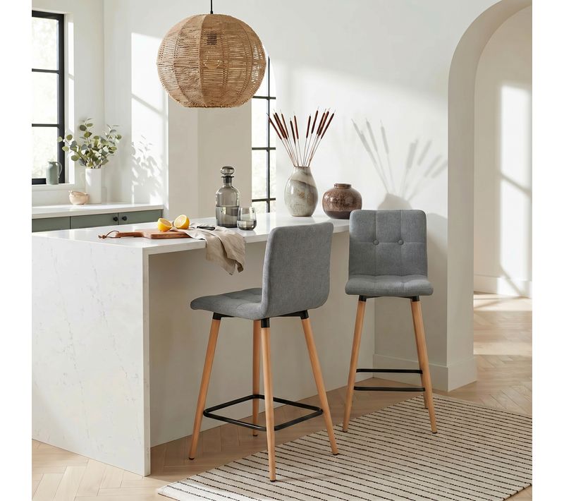 Lot de 2 tabourets de bar H. 63 cm MEVIK gris foncé