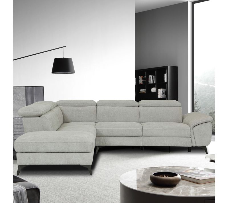 Canapé angle gauche relax électrique NEWPORT III tissu grege