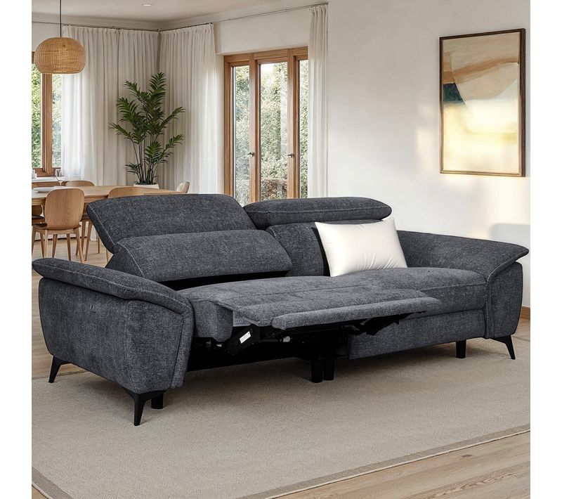 Canapé 3 places relax Newport III tissu gris foncé