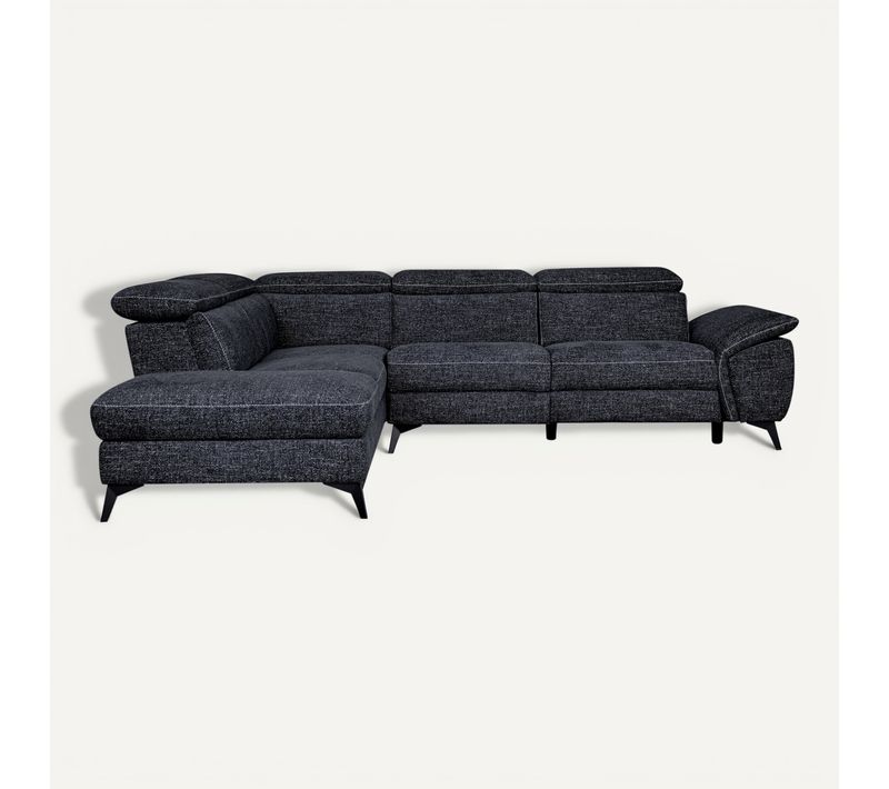 Canapé angle gauche relax électrique NEWPORT III tissu noir