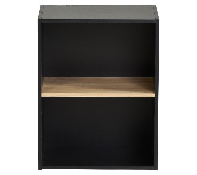 Etagère 2 cases POYANG 3 Noir et imitation chêne