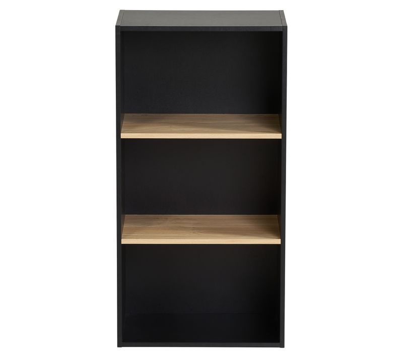 Etagère 3 cases POYANG 3 Noir et imitation chêne