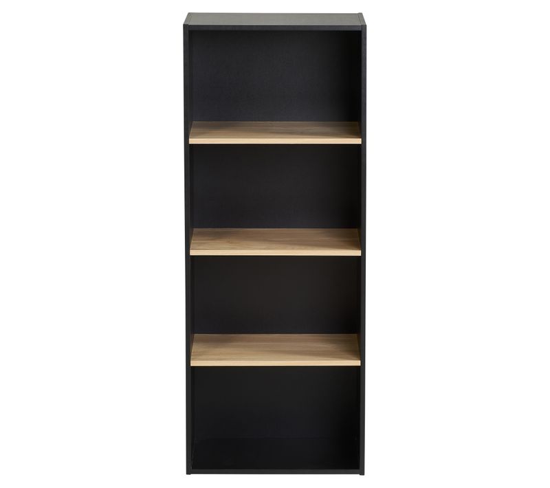 Etagère 4 cases POYANG 3 Noir et imitation chêne