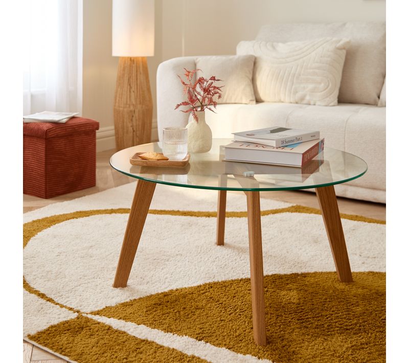 Table basse VICTOR Imitation chêne et verre