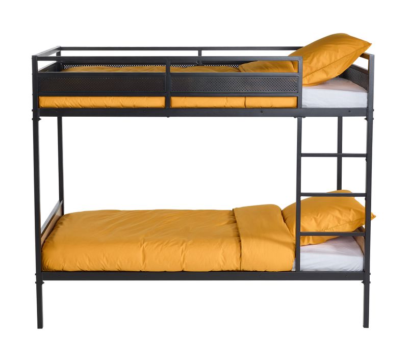 Lit superposé OSKAR métal noir et imitation chêne