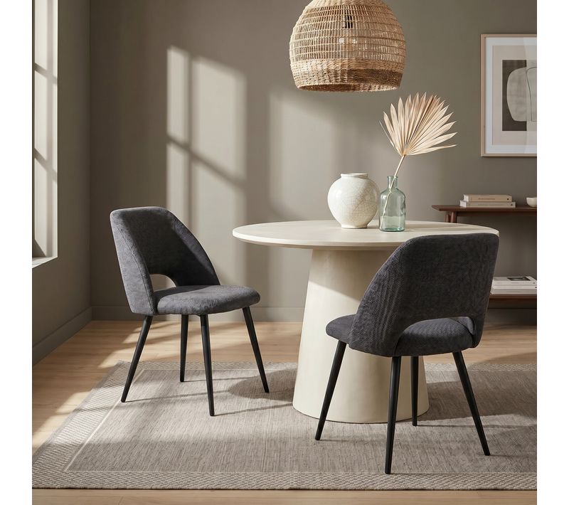 Lot de 2 chaises GABRIELE en tissu gris anthracite