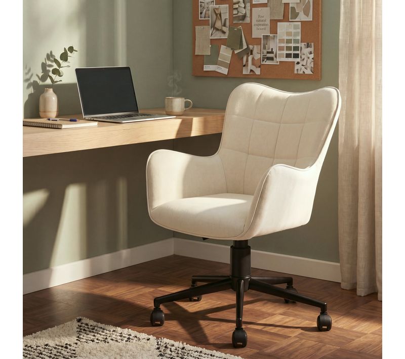 Fauteuil de bureau LAURINE tissu beige
