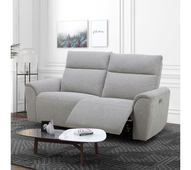 Canapé relax 3 places élec. LOANE tissu beige