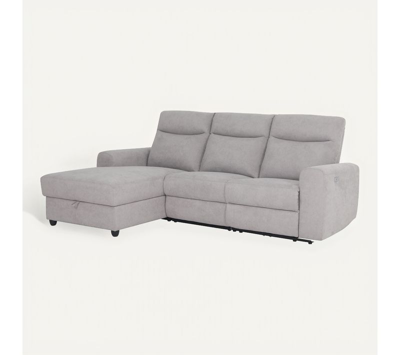 Canapé d'angle relax gauche ENGLO tissu gris clair