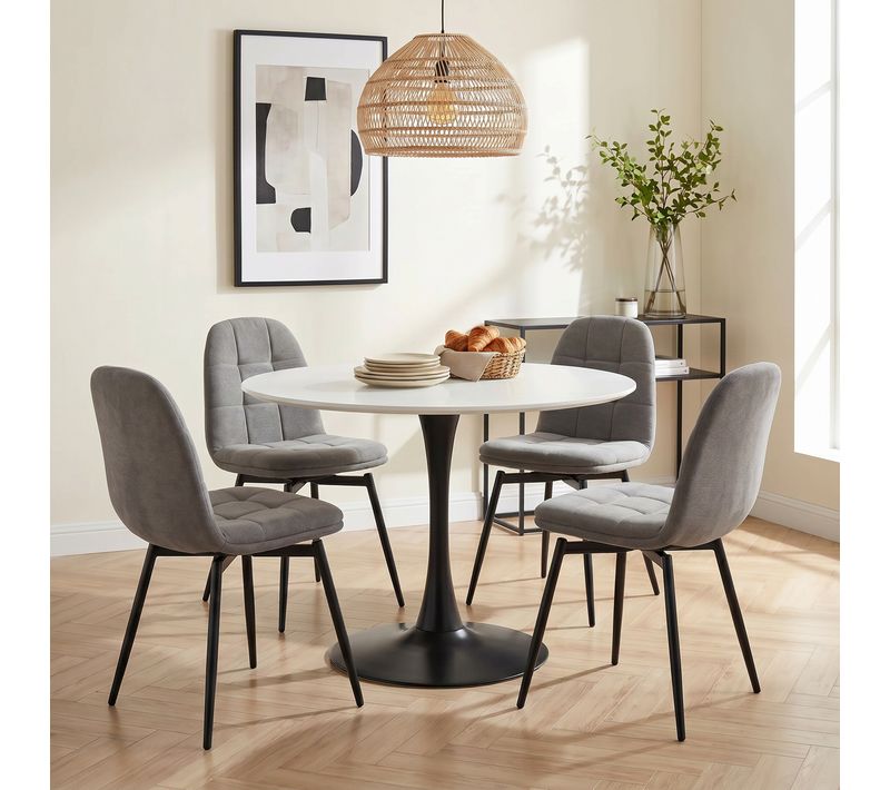 Lot de 4 chaises pivotantes LAURIE tissu gris