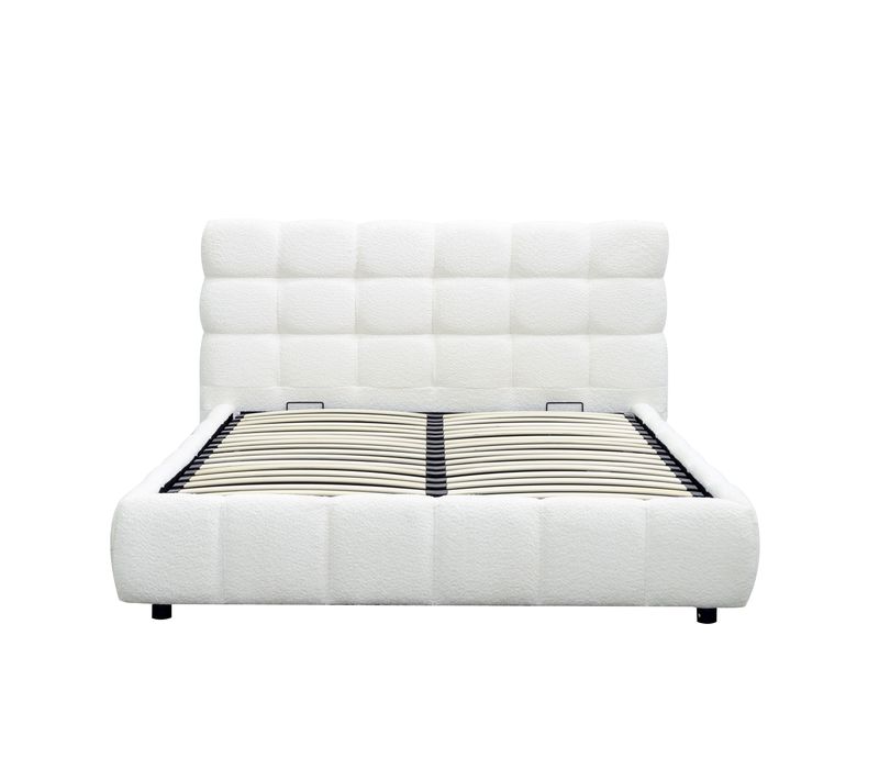 Lit coffre 160x200 cm NUAGE tissu effet boucle capitonné