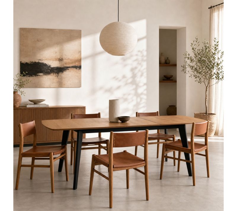 Table extensible L160-200 cm MALENA scandinave bois et noir