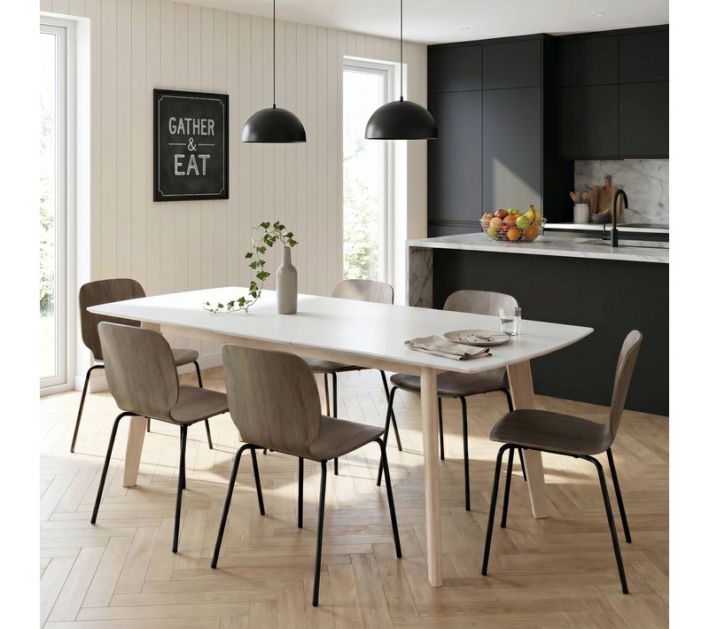 Table extensible L160-200 cm MALENA scandinave blanc