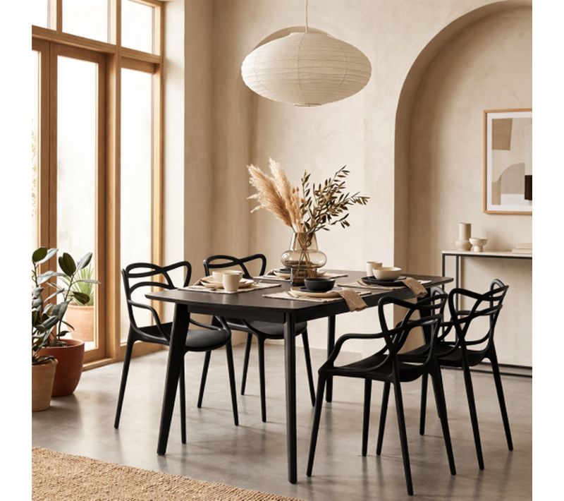 Table extensible L120-160 cm MALENA scandinave noir