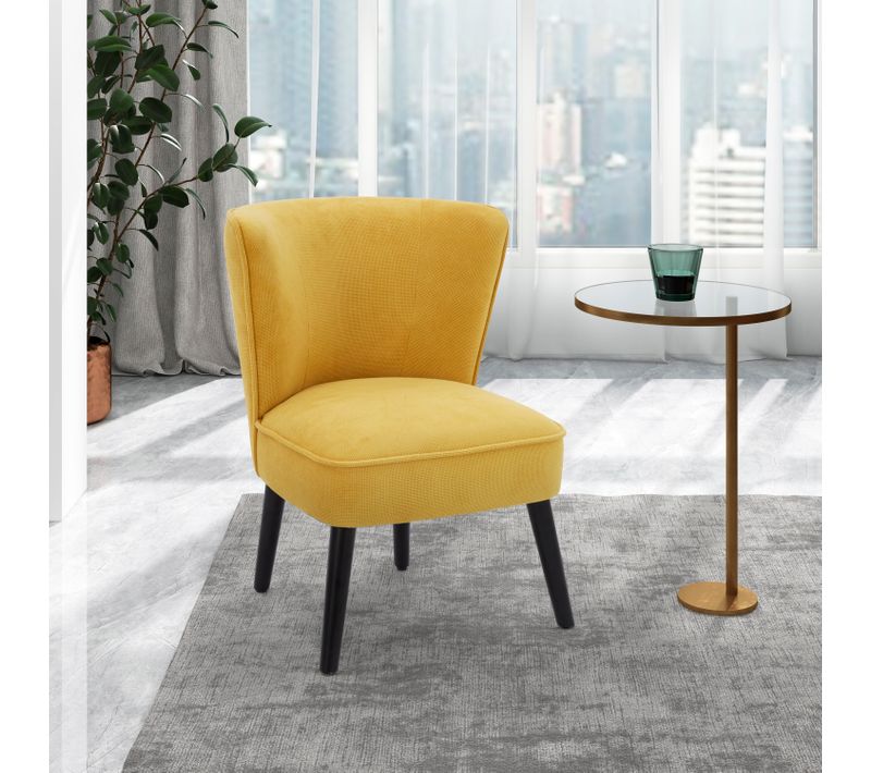 Fauteuil HARRY III tissu velours jaune