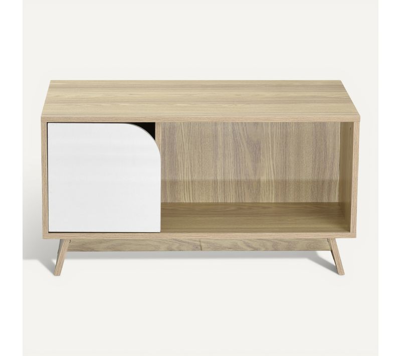 Table basse YASMINE Imitation chêne et blanc
