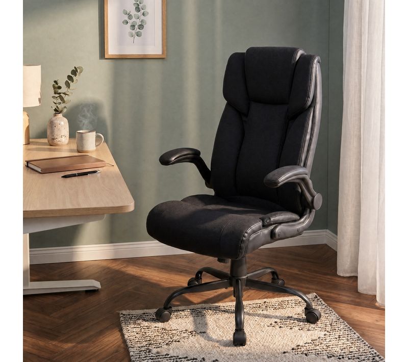 Fauteuil de bureau ergonomique réglable BODR tissu noir
