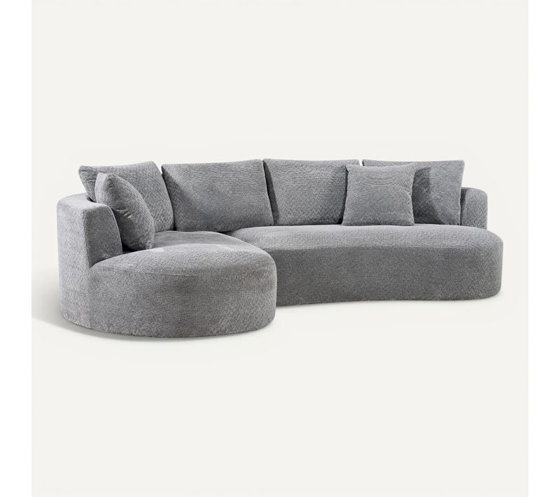 Canapé d'angle gauche INES tissu gris