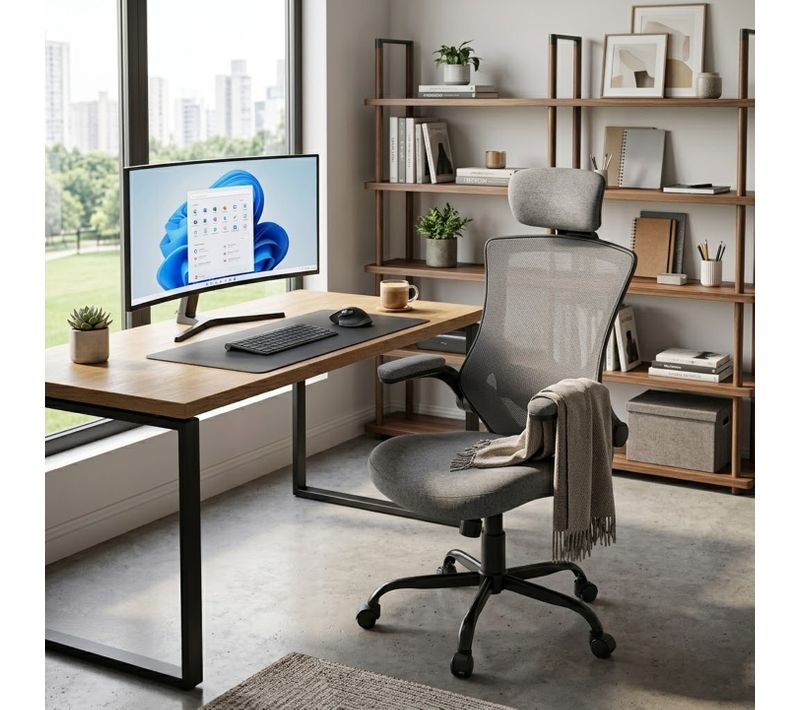 Fauteuil de bureau ergonomique gamer MERLON tissu gris