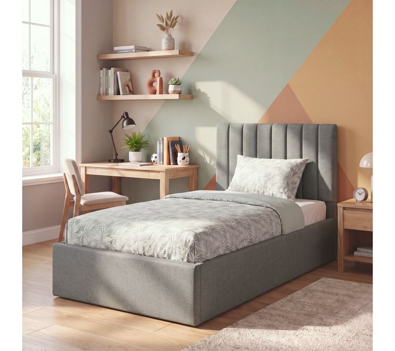 Lit coffre 90x190 cm SKY gris clair