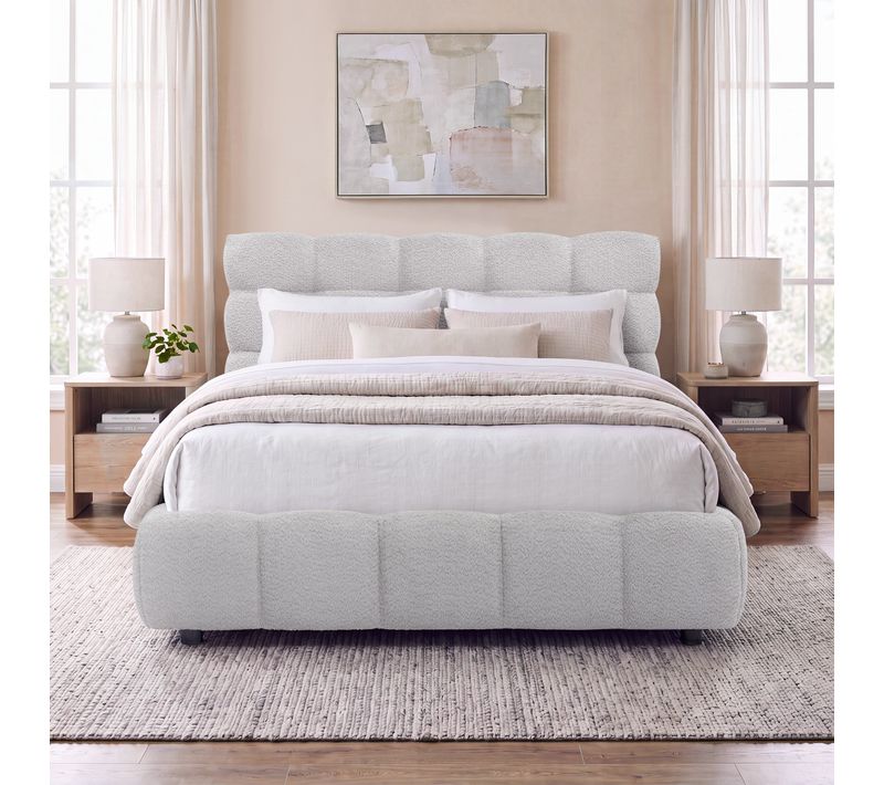 Lit coffre 140x190 cm NUAGE effet bubble tissu bouclette