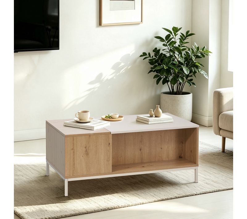 Table basse relevable ENORA Imitation chêne