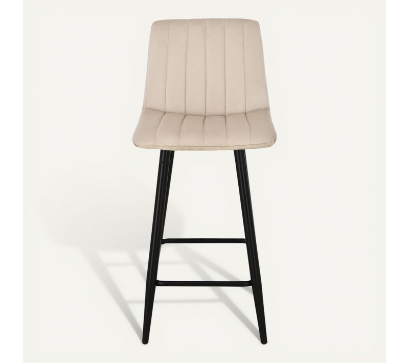 Lot de 2 tabourets de bar H.66 cm VELUTTO beige