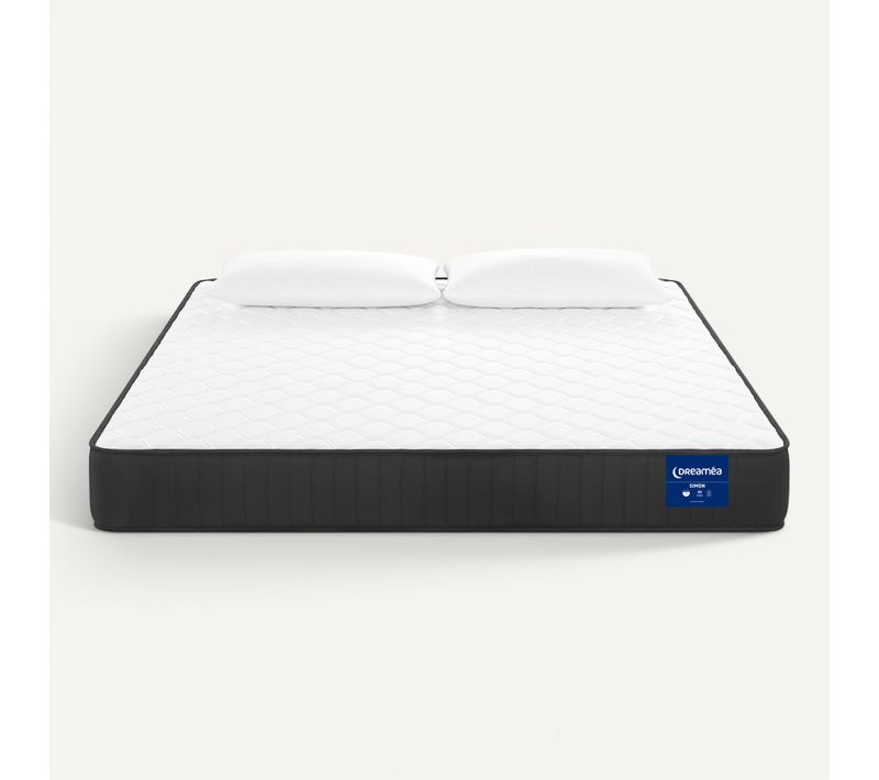 Ensemble matelas ressorts 140x190 cm ép. 20 cm avec avec 2 oreillers SIMON