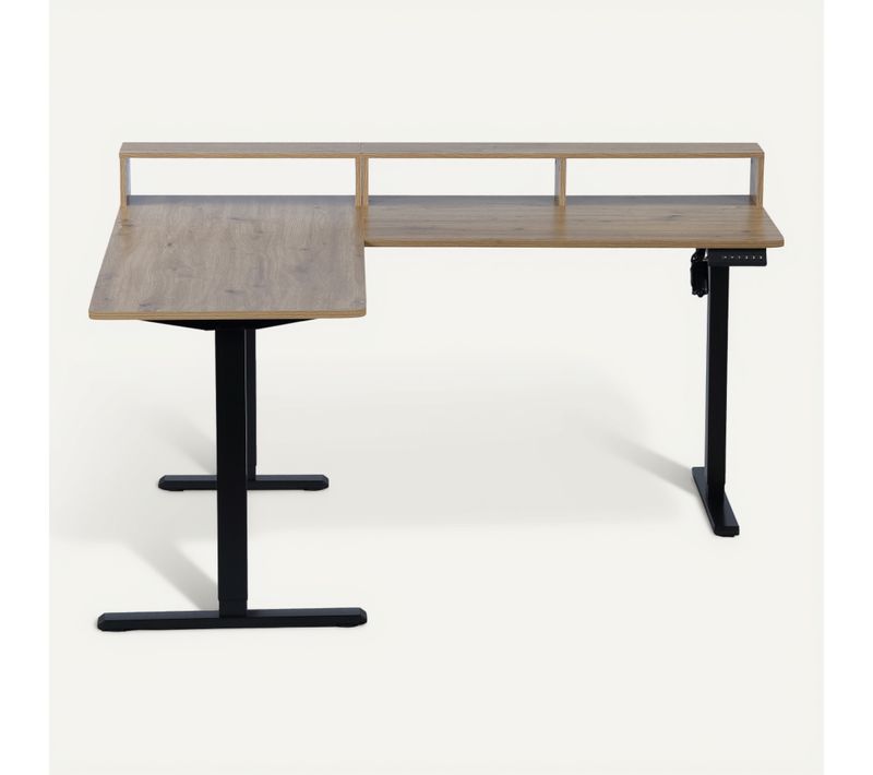 Bureau d'angle assis/debout LOUIS noir et chêne