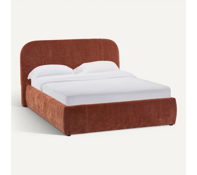 Lit coffre 160x200 PENELOPE Tissu velours terracotta