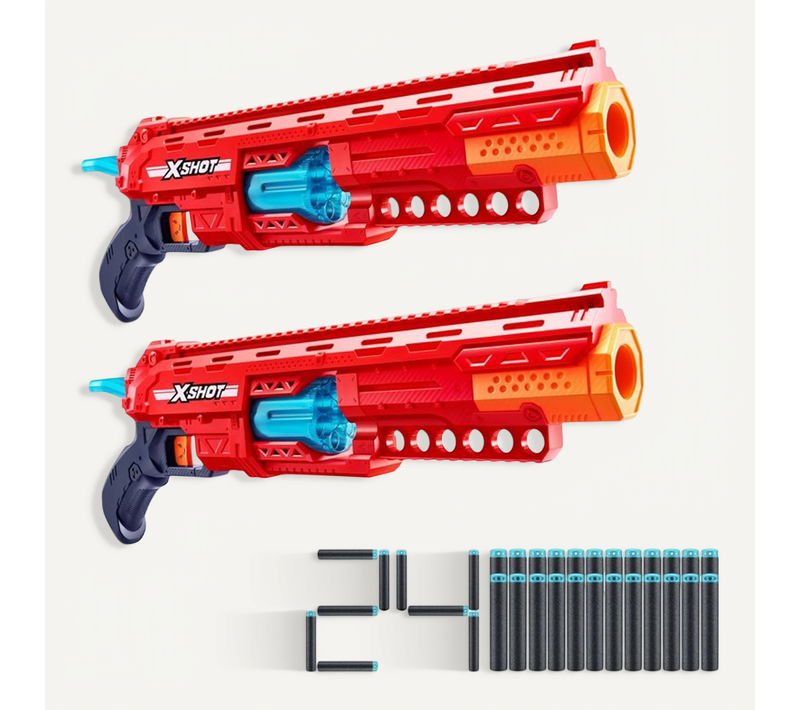Pack Combo 2 Blasters Caliber – 24 Fléchettes, Portée Jusqu'à 27 M