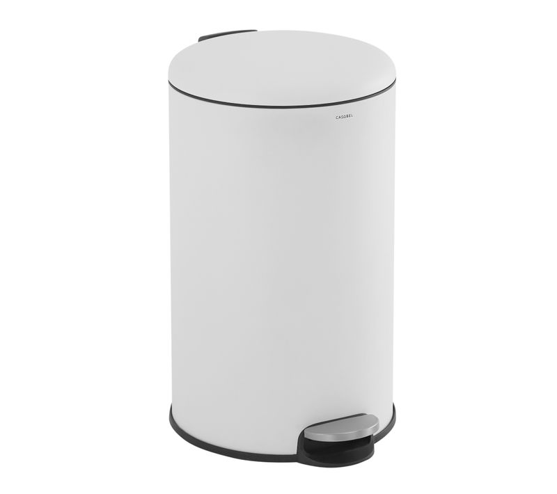 Poubelle 30l - Acier Inoxydable, Pédale Et Couvercle, Blanche