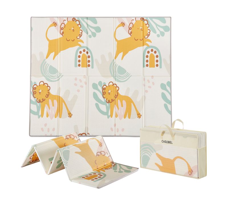Tapis D'éveil Bébé Évolutif 175x150cm, Tapis Bébé Pliable Motifs Lion