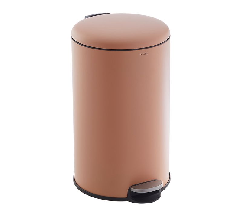 Poubelle 50l - Acier Inoxydable, Pédale Et Couvercle, Terracotta