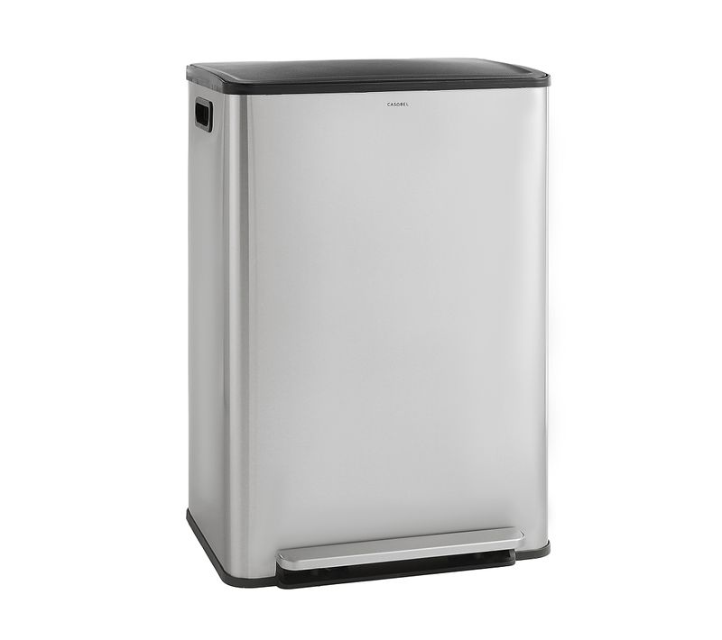 Poubelle Cuisine - Poubelle Salle De Bain Tri Selectif 60l, 2x30l, Pédale Unique, Acier Inox Chrome