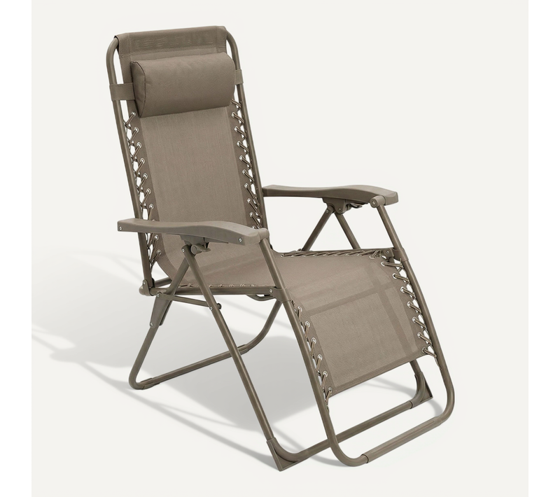 Chaise Pliante Zéro Gravité Taupe, Fauteuil Jardin Inclinable