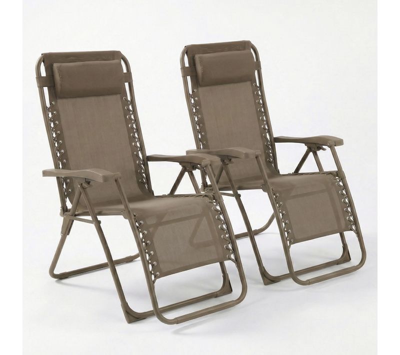 Lot De 2 Chaises Pliantes Zéro Gravité Taupe D'exterieur